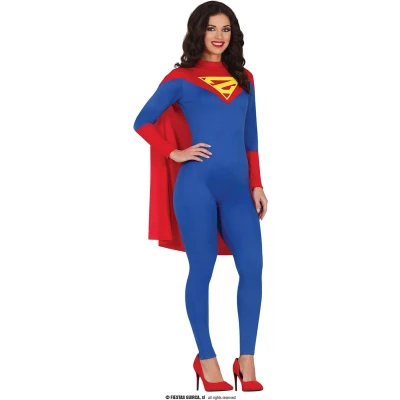 Afbeelding van Guirca Superwoman &amp; Supergirl Kostuum Zoeper Girl Superheld Vrouw Blauw, Rood Maat 42 44 Carnavalskleding Verkleedkleding