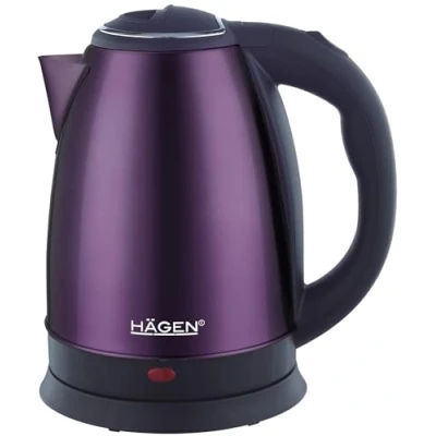 Afbeelding van Hagen Compacte elektrische waterkoker, roestvrij staal, elegant design, basis 360, inhoud 1,8 l, vermogen 1500 W, HA5525 violet