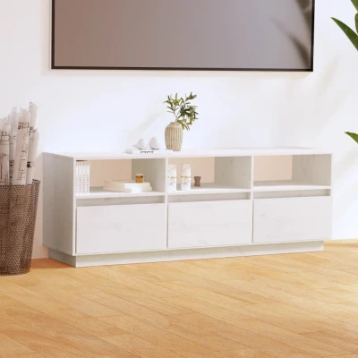 Afbeelding van Tv meubel 140x37x50 cm massief grenenhout wit