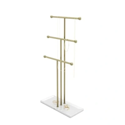 Afbeelding van Umbra Hangende organizer 3 niveaus tafelkraaghouder, display met sieradendienblad, staal, wit/messing