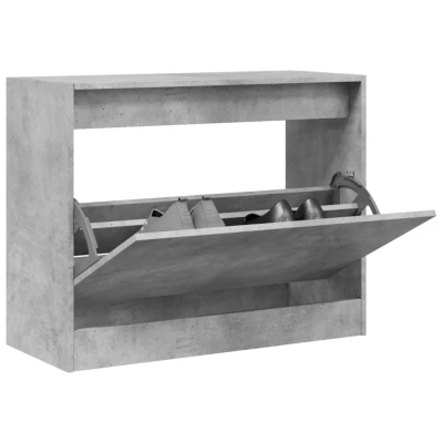 Afbeelding van Schoenenkast 80x34x63 cm bewerkt hout betongrijs
