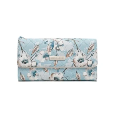 Afbeelding van Miss Lulu Grote damesportemonnee van kunstleer met 12 kaartvakken, muntvak en fotovenster kunstleer, cadeau voor dames, blauw, eenheidsmaat, Blauw
