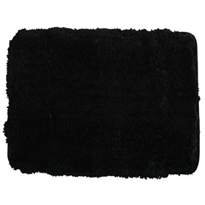 Afbeelding van MSV Badkamerkleedje/badmat tapijt voor de vloer zwart 50 x 70 cm Microfibre langharig