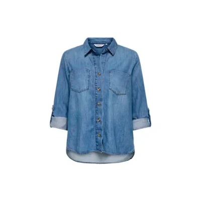 Afbeelding van ONLY Onlyasmin Shirt Overhemdblouse, Dames, Maat: Medium, Medium blue denim