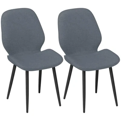 Afbeelding van HOMCOM Eetkamerstoel Polyester 46x56x86cm Grijs