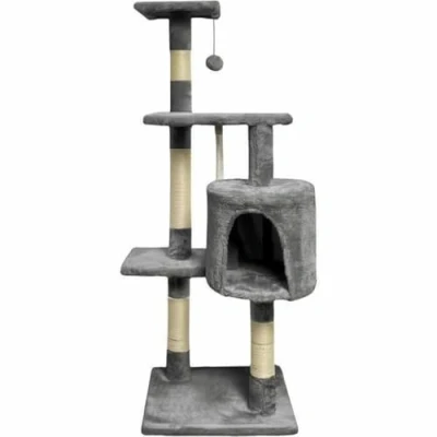 Afbeelding van PALOMA Krabpaal donkergrijs 40 x 114 cm 3 platforms, 1 touw, nis, krabpalen