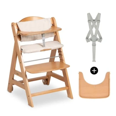 Afbeelding van Hauck Beta+ kinderstoelset FSC® gecertificeerd Hout inclusief wielen en houten tafel Natural