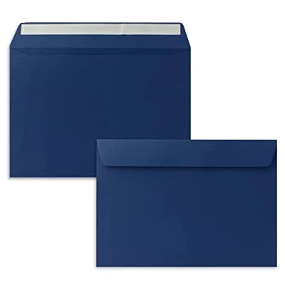 Afbeelding van 25 enveloppen DIN C5 donkerblauw (blauw) 16,2 x 22,9 cm zelfklevend mooie voor grote uitnodigingen en kaarten verjaardag of bruiloft