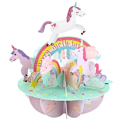 Afbeelding van 3D kaart Happy Birthday Unicorn Eenhoorn Santoro London Pirouettes