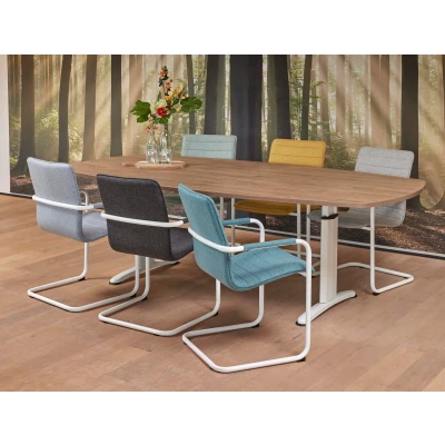 Afbeelding van Vergadertafel Work Deens Ovaal 240x120cm frame Zwart (RAL9005) blad Mat (anti fingerprint)