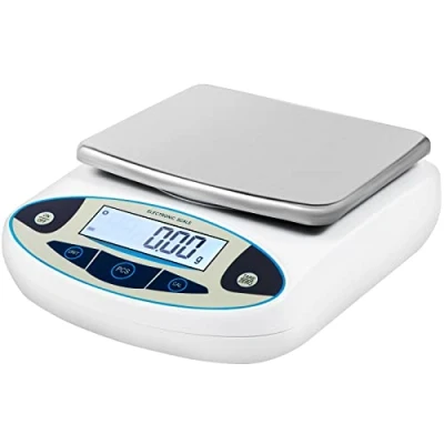 Image de VEVOR Balance Analytique Numérique Capacité 5000 g Précision 0,01 de Laboratoire 13 Unités Conversion Plateau 16,5 x 17,5 cm Pesage Bijoux échantillons