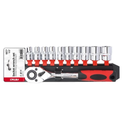 Afbeelding van AMiO Metric Ratelsleutel en Dopsleutel Reparatie Gereedschapset 11 delig (1/2&quot; 10 24 mm)