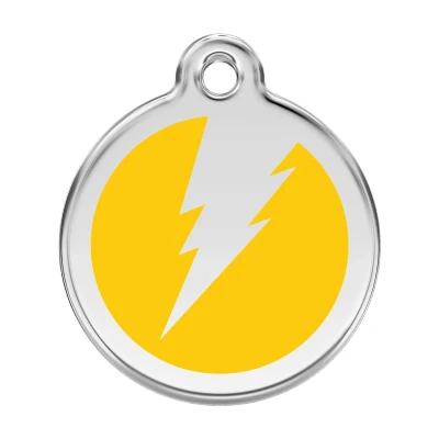 Afbeelding van Flash Yellow roestvrijstalen hondenpenning large/groot dia. 3,8 cm RedDingo