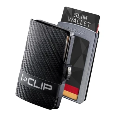 Afbeelding van I CLIP ® Pure portemonnee (verkrijgbaar in 5 varianten), carbon look, frame gunmetal zwart, klein