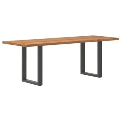 Image de vidaXL Table à manger marron clair bois de chêne massif rectangulaire3303997