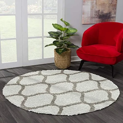 Afbeelding van SANAT Madrid Shaggy hoogpolig tapijt voor woonkamer slaapkamer keuken Morocco crème 120 cm