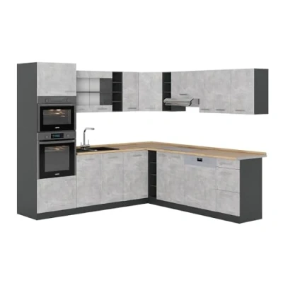 Afbeelding van Vicco Hoekkeuken R Line, Beton/antraciet, 237 x 247 cm , WB Eik