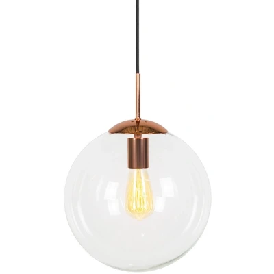 Afbeelding van QAZQA Art deco hanglamp koper met helder glas 30 cm Ball
