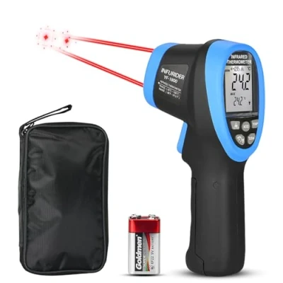 Afbeelding van Contactloze infrarood thermometer ( 50 C tot 1800 C), INFURIDER YF 50:1 laser temperatuurpistool met instelbare emissiviteit hoge/lage temperatuur alarm, pyrometer voor industrie