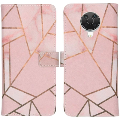 Afbeelding van iMoshion Hoesje Geschikt voor Nokia G20 / G10 Met Pasjeshouder Design Softcase Bookcase Goud Roze Pink Graphic