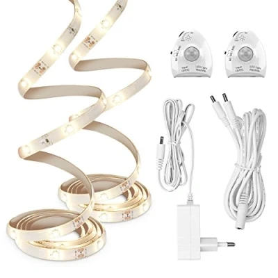 Afbeelding van kwmobile LED strip Met bewegingssensor 2x lichtstrip sensor timer, dimmer en afstandsbediening 1,2m Zelfklevend Warm wit