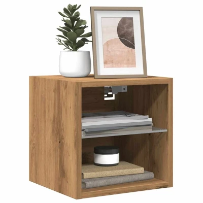 Afbeelding van vidaXL Tv wandmeubels met LED 2 st 30x28,5x30 cm artisanaal eikenkleur