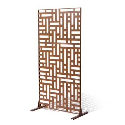 Image de VEVOR Brise vue Métal Panneau Intimité Extérieur Autoportant 120x193 cm Marron