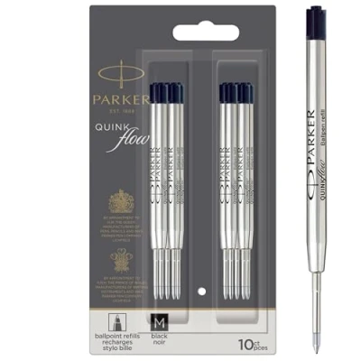 Afbeelding van Parker Quinkflow vulling voor balpen, medium, zwart, blister met 10 stuks balpenvullingen
