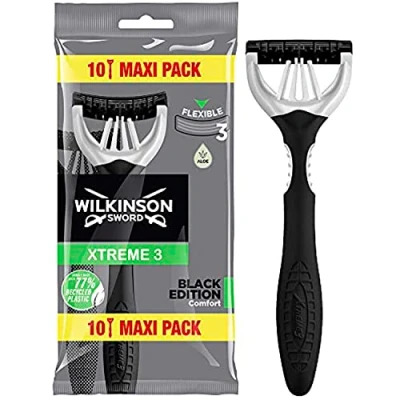 Afbeelding van Wilkinson Sword Xtreme 3 Black Edition Wegwerpscheerapparaat, mesjes met flexibele kop, Comfort technologie, volledige bescherming van het scheren
