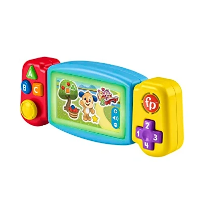 Afbeelding van Fisher Price Gira console en leren, nepvideospel voor kinderen bij de eerste stappen, met verlichting, geluiden educatieve liedjes, meertalige versie, speelgoed van 9 36 maanden,