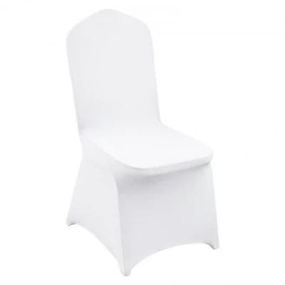 Image de VEVOR 12pcs housses de chaise pliantes en élasthanne extensible, protection universelle, amovibles et lavables, pour mariage, vacances, banquet, fête, célébration, salle à manger, blanc