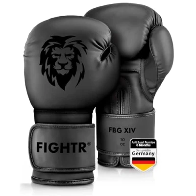 Afbeelding van FIGHTR® bokshandschoenen ideale stabiliteit en slagkracht voor boksen, MMA, Muay Thai, kickboksen vechtsport, met draagtas (zwart, 340 g)