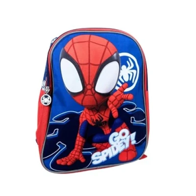 Afbeelding van mybagstory Rugzak Spiderman Spidey Blauw Kind School Kleuterschool Basisschool Schooltas Jongen Maat 30,5 cm Verstelbare bandjes Cadeau idee, Blauw, cm,