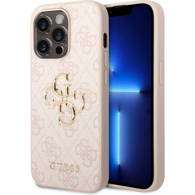 Afbeelding van Guess PU 4G Metaal Logo case iPhone 14 Pro Max roze GUHCP14X4GMGPI
