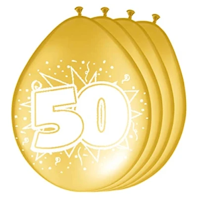 Afbeelding van Ballon 50 jaar huwelijk goud 8 stuks