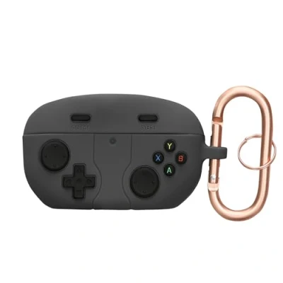 Afbeelding van kwmobile Hoes geschikt voor Sony WF 1000XM5 Siliconen cover oordopjes in zwart Gameconsole design