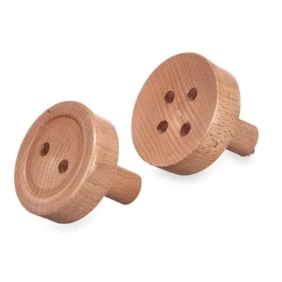 Afbeelding van Hangers Bruin Hout Knoppen Set 2 Onderdelen (6 Stuks)