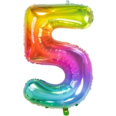 Afbeelding van Helium ballon Yummy Gummy regenboog cijfer 5 81cm
