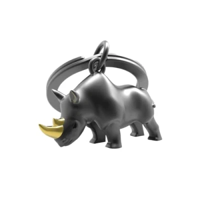 Afbeelding van Metalmorphose Neushoorn Sleutelhanger 3D Metaal Zwart