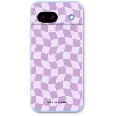 Afbeelding van Case Company® hoesje geschikt voor Google Pixel 8a Grid Paars Soft Cover Telefoonhoesje Bescherming aan alle Kanten en Schermrand