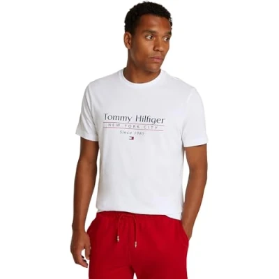 Afbeelding van Tommy Hilfiger Center Stack TEE Tshirt print, Heren, Maat: Medium, White