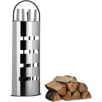 Afbeelding van Relaxdays haardstel modern haardset klein open haard gereedschap gietijzer 5 delig