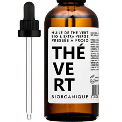 Afbeelding van Biologische groene thee olie (Camelia) 100% zuiver, natuurlijk, koudgeperst en biologisch 50 ml verzorging tegen veroudering, huid, littekens striae.