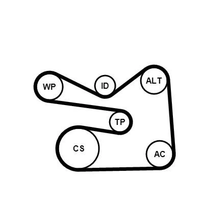 Afbeelding van CONTITECH 6PK1733WP2 Waterpomp + tandriemenset AUDI: A3 Sportback, Hatchback, SEAT: Ibiza 3, VOLKSWAGEN: Eos