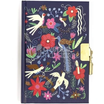 Afbeelding van Avenue Mandarine CO205C Een intiem dagboek, 240 pagina&#039;s, gelinieerd, 11 x 14 cm, hangslot, vogels en bloemen