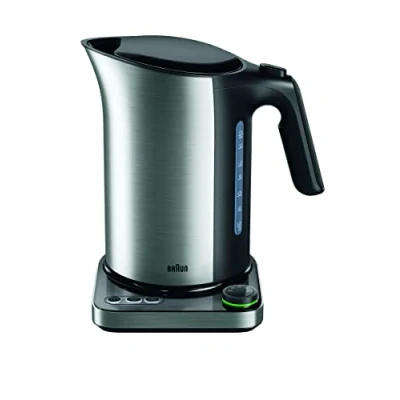 Afbeelding van Braun waterkoker WK 5115 BK IDCollection theekoker met snelkooksysteem en warmhoudfunctie, 5 temperatuurniveaus, ideaal voor thee, inhoud 1,7 liter, 3000 watt, zwart/roestvrij staal