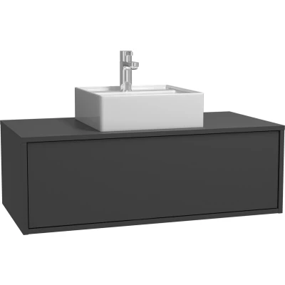 Afbeelding van Vente unique Antracietgrijs hangend badkamermeubel met enkele wastafel 94 cm TEANA II L x H 32 D 47