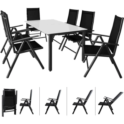 Afbeelding van Casaria Tuinset Bern 6 Stoelen 1 Tafel Aluminium Antraciet