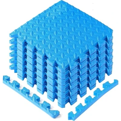 Afbeelding van Yes4All EZR0 es4All Eva 3,5 m² in elkaar grijpende randen schuimrubberen vloermatten voor fitnessuitrusting (24 grijs 6 stuks), C. 12 vierkante tegels (12 tegels) blauw