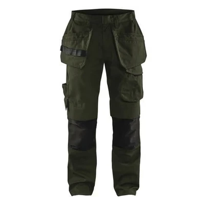 Image de Pantalon services stretch avec poches flottantes vert olive/noir